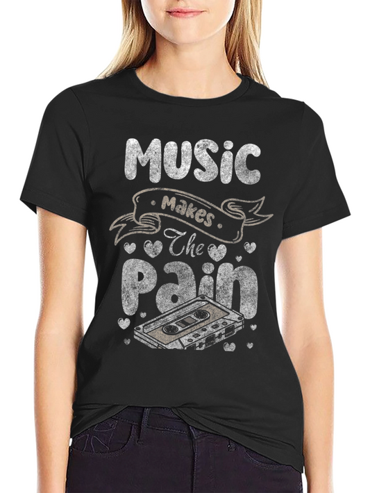 Music Makes the Pain Away T-Shirt - Retro Cassette Tape Design