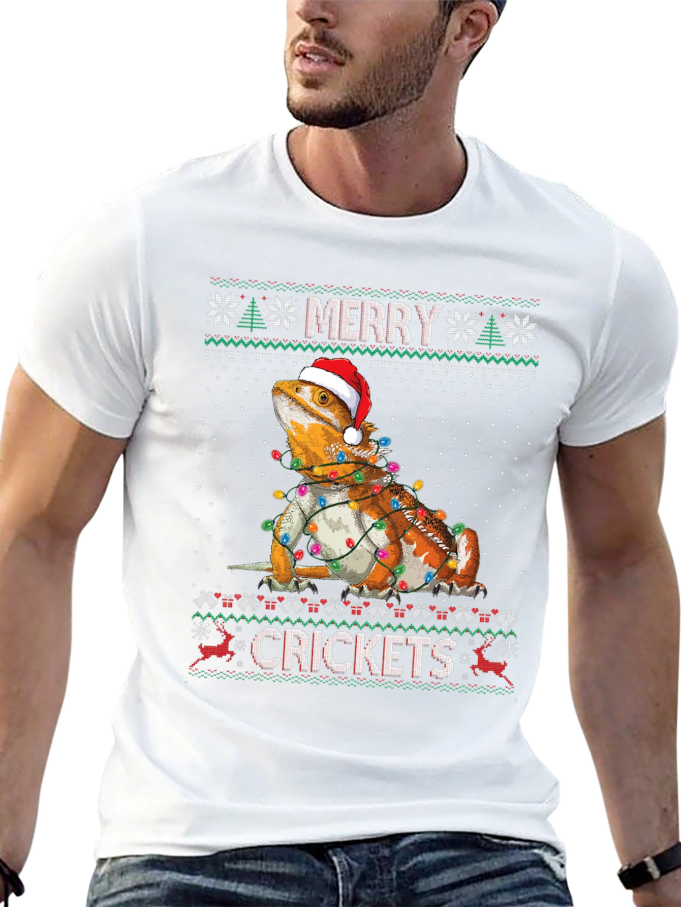 Merry Crickets Bearded Dragon Ugly Christmas Sweater T-Shirt