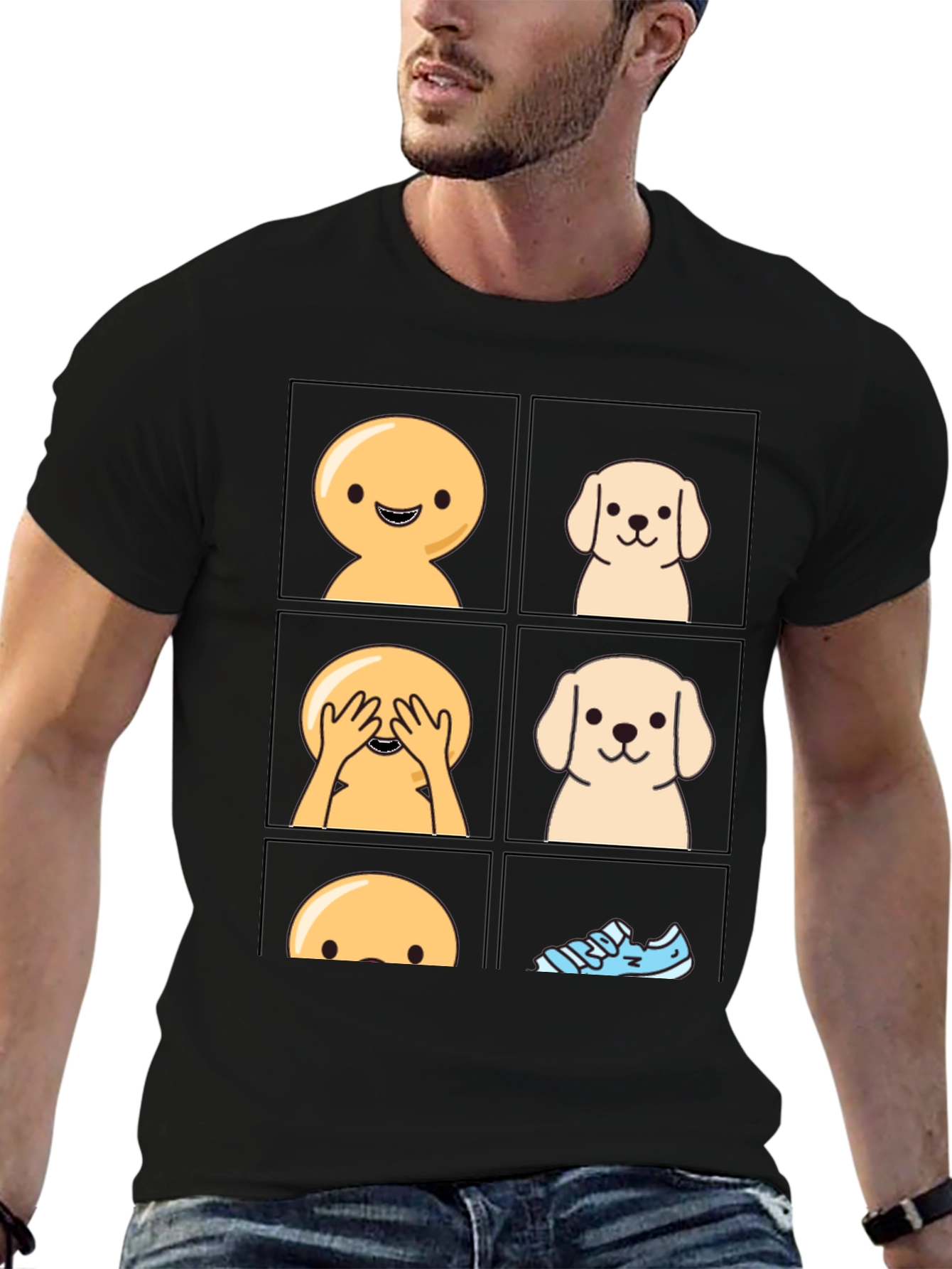 Hide and Seek Dog T-Shirt - Cute Cartoon Tee