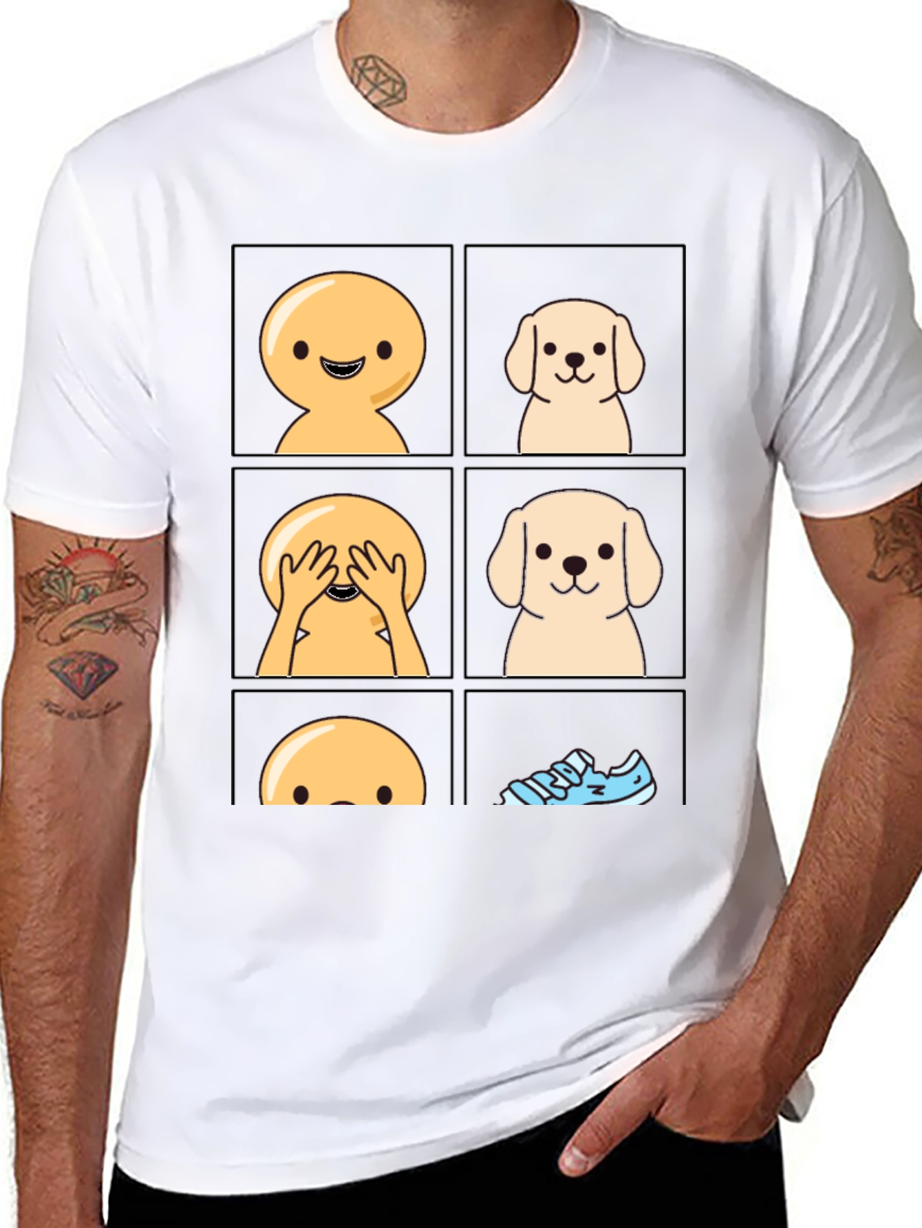 Hide and Seek Dog T-Shirt - Cute Cartoon Tee