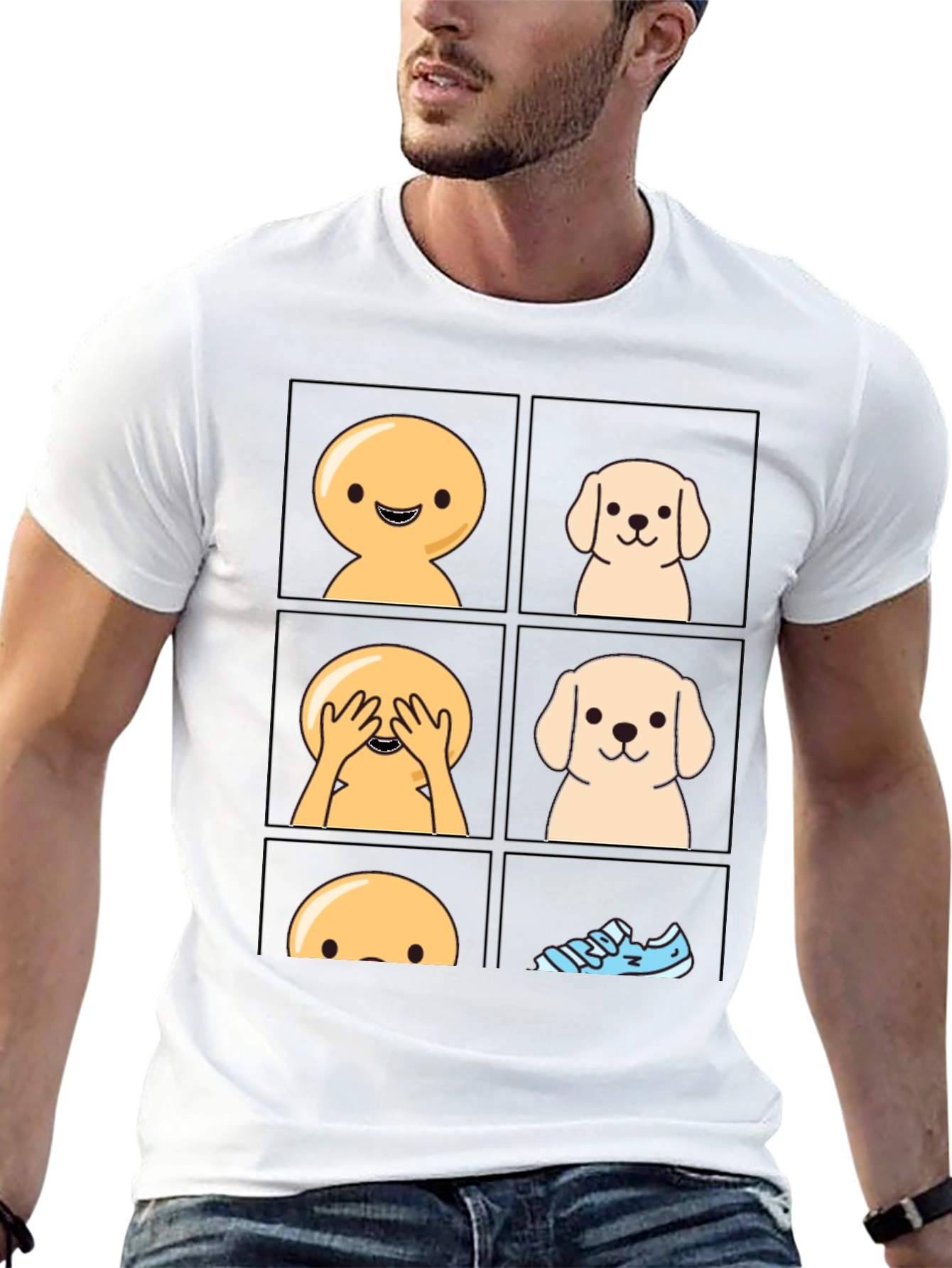 Hide and Seek Dog T-Shirt - Cute Cartoon Tee