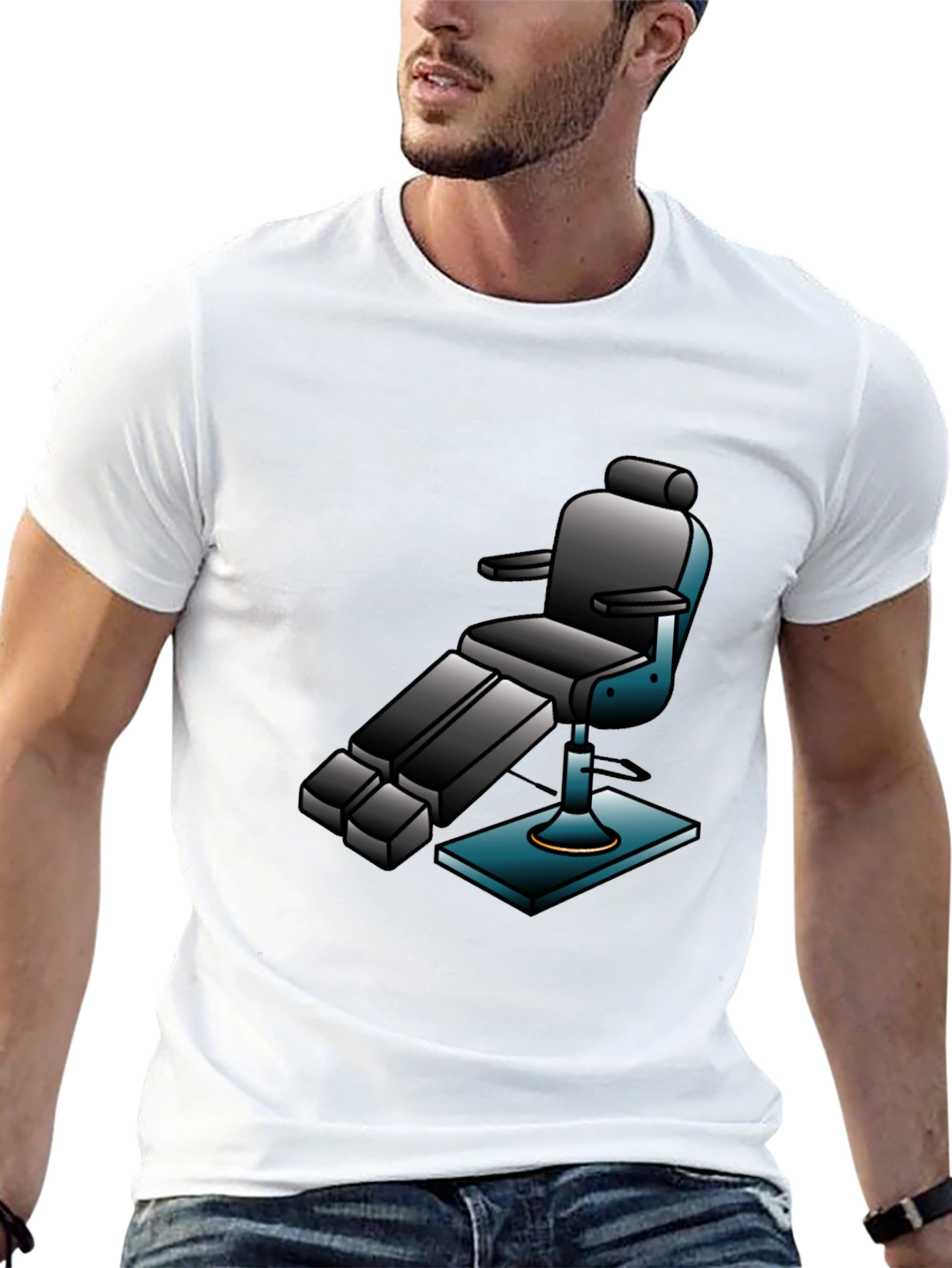 Retro Barber Chair Graphic Tee - Cool & Comfy