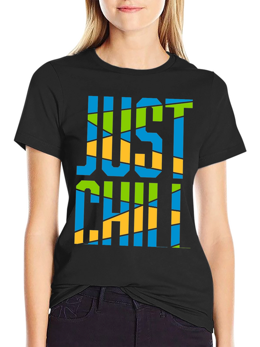 Just Chill Graphic Print Black T-Shirt