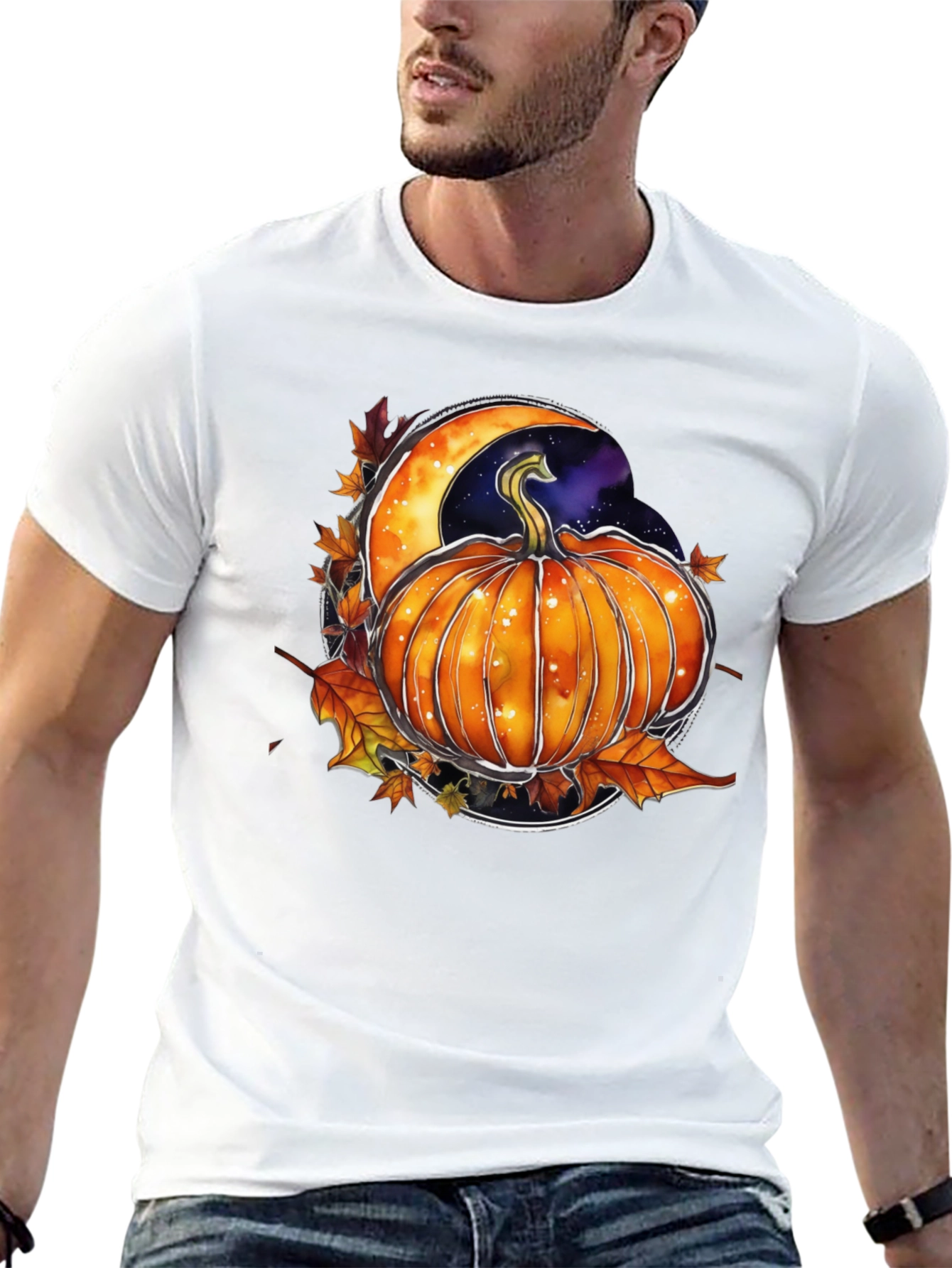 Autumn Pumpkin Moon Graphic Tee