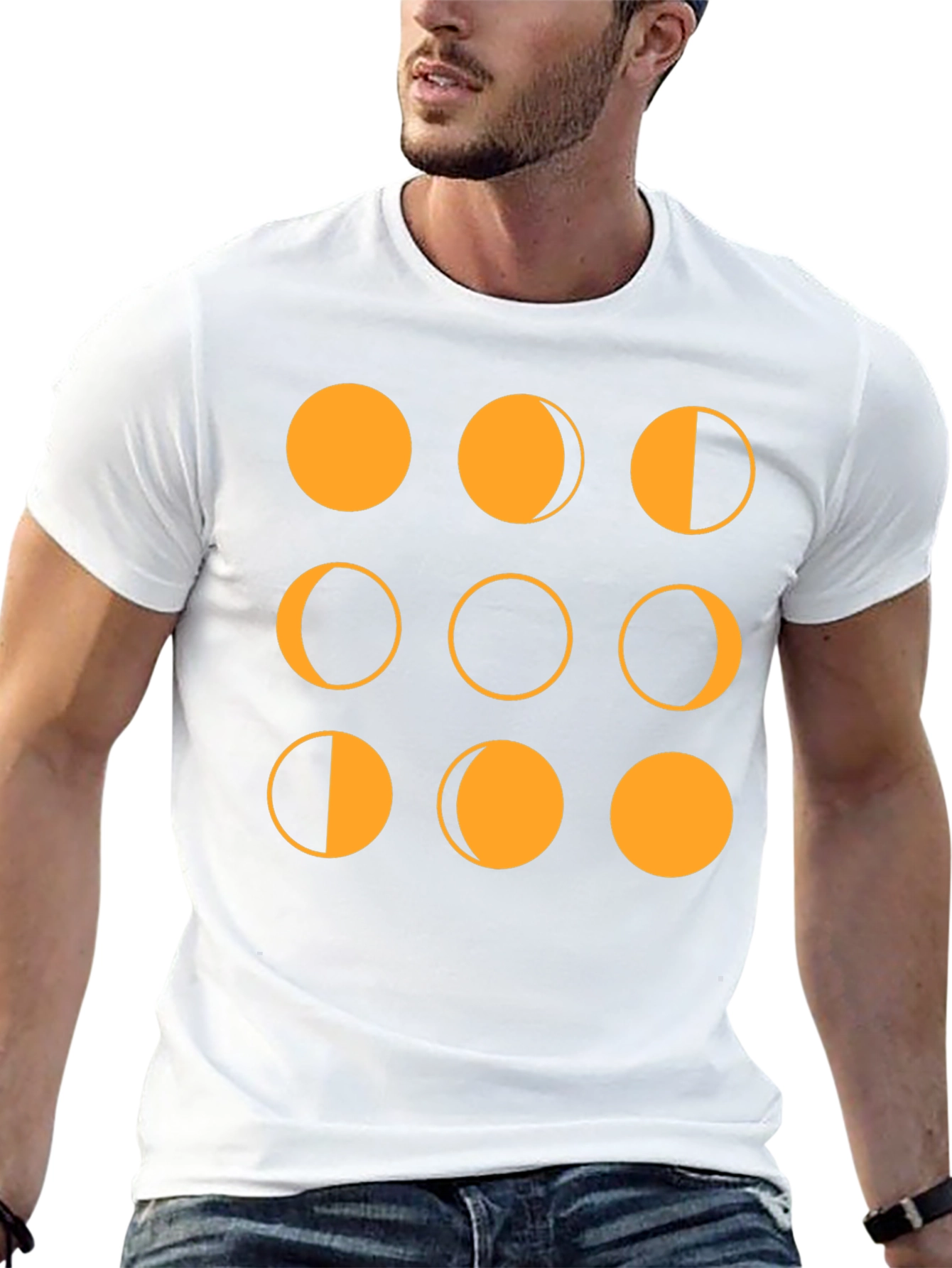 Moon Phases Graphic Tee - Black Cotton T-Shirt