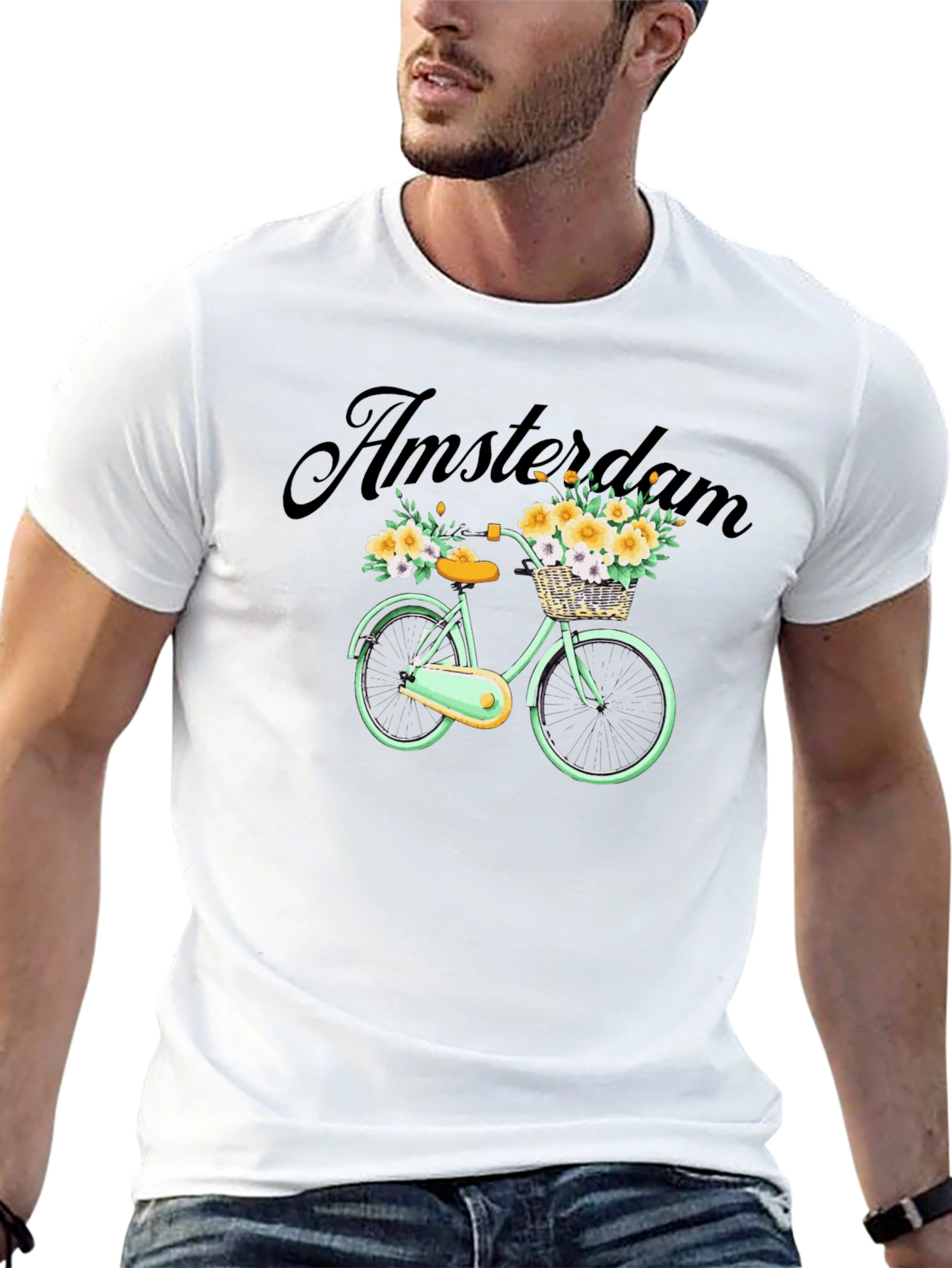 Amsterdam Bicycle Graphic Tee - Trendy Mens Black T-Shirt
