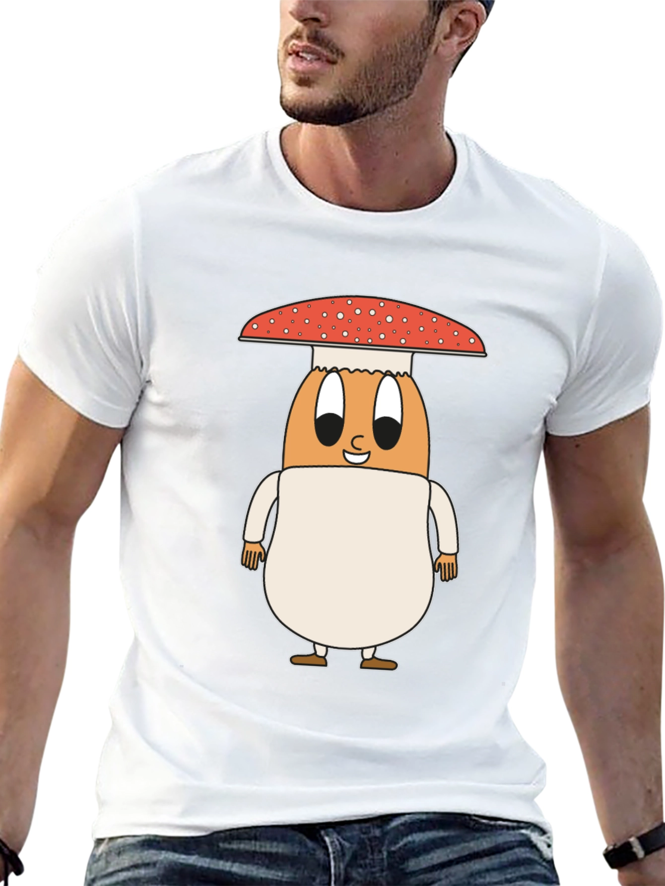 Mushroom Egg Graphic Tee - Unique Cartoon Design