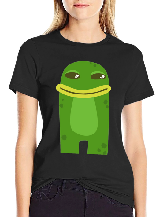 Funny Frog Cartoon Graphic Black T-Shirt