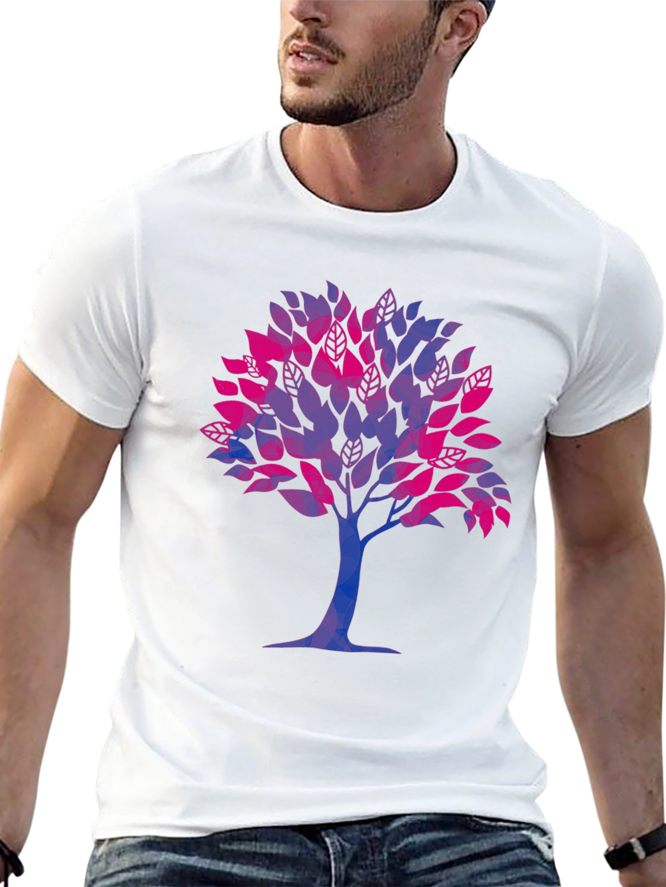 Bisexual Pride Tree Graphic Tee - Soft Black Shirt