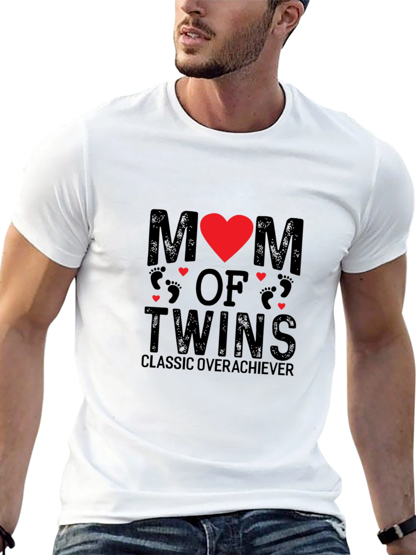Mom of Twins T-Shirt - Classic Overachiever Design