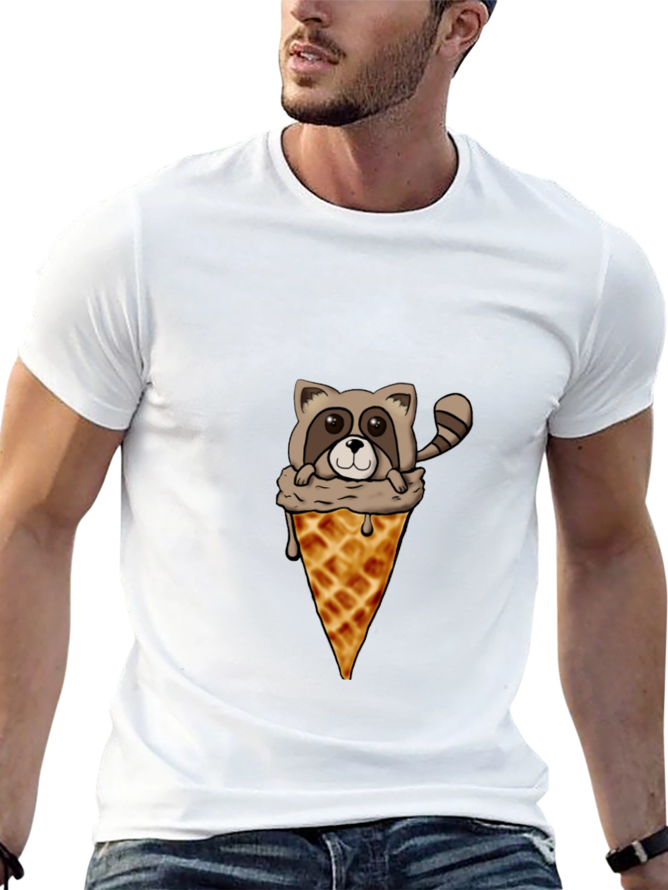 Raccoon Ice Cream Cone Graphic Tee