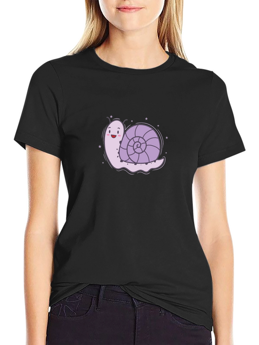 Snail Graphic Tee - Black Cotton T-Shirt