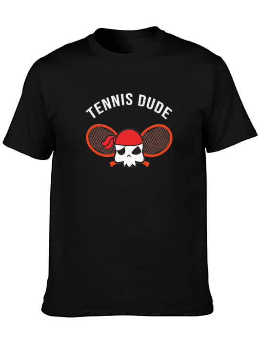 Tennis Dude T-Shirt - Skull Pirate Tennis Racquet