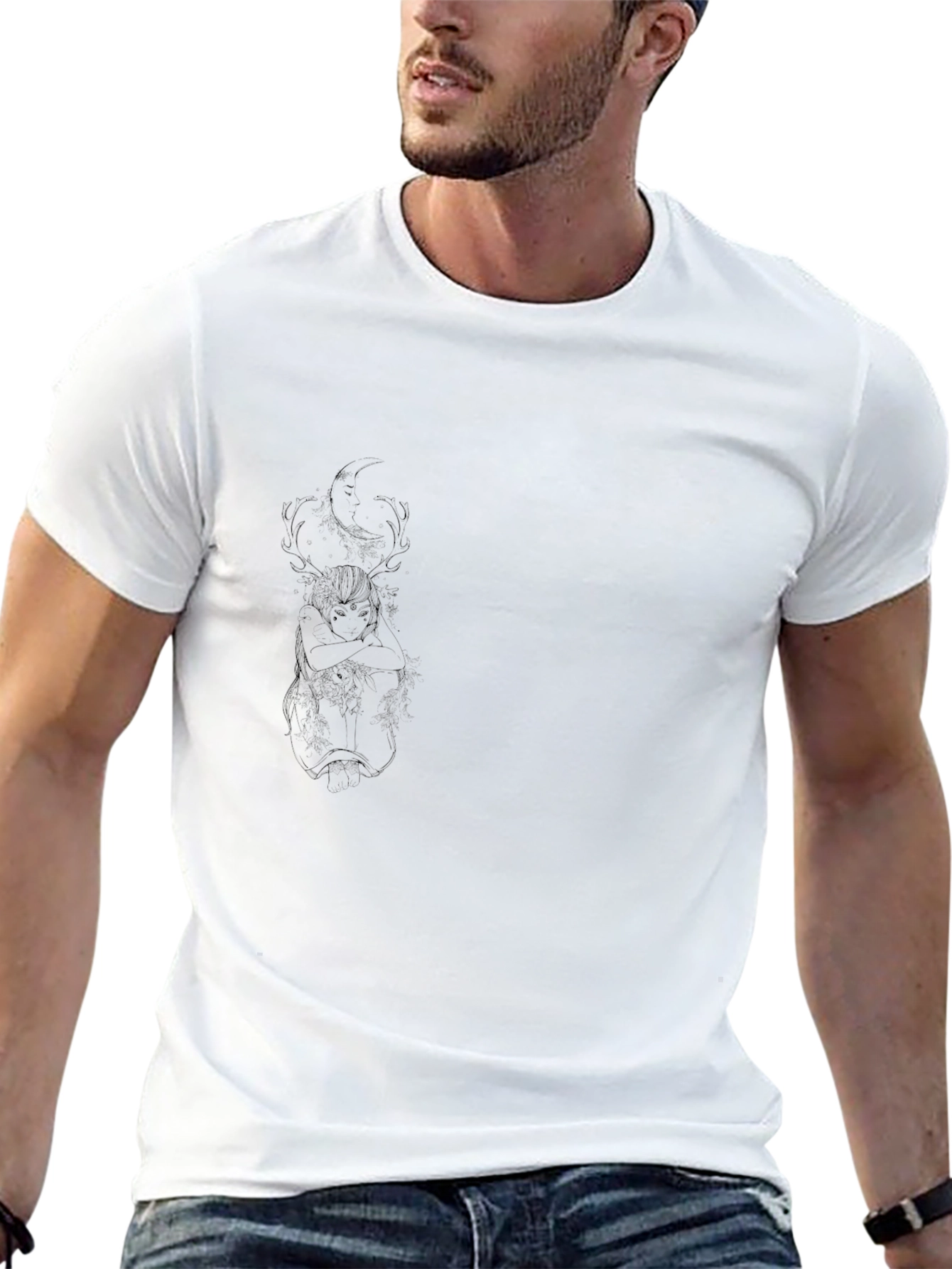 Black Graphic Tee - Manga Style Anime Art