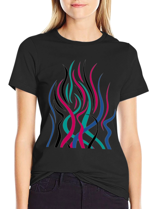 Abstract Flame Graphic Black T-Shirt