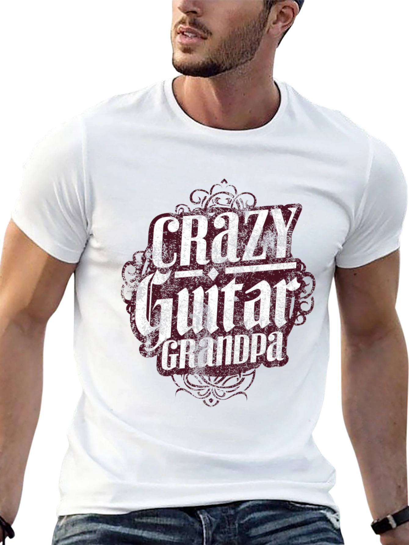 Crazy Guitar Grandpa Black T-Shirt