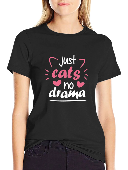 Just Cats No Drama Black T-Shirt