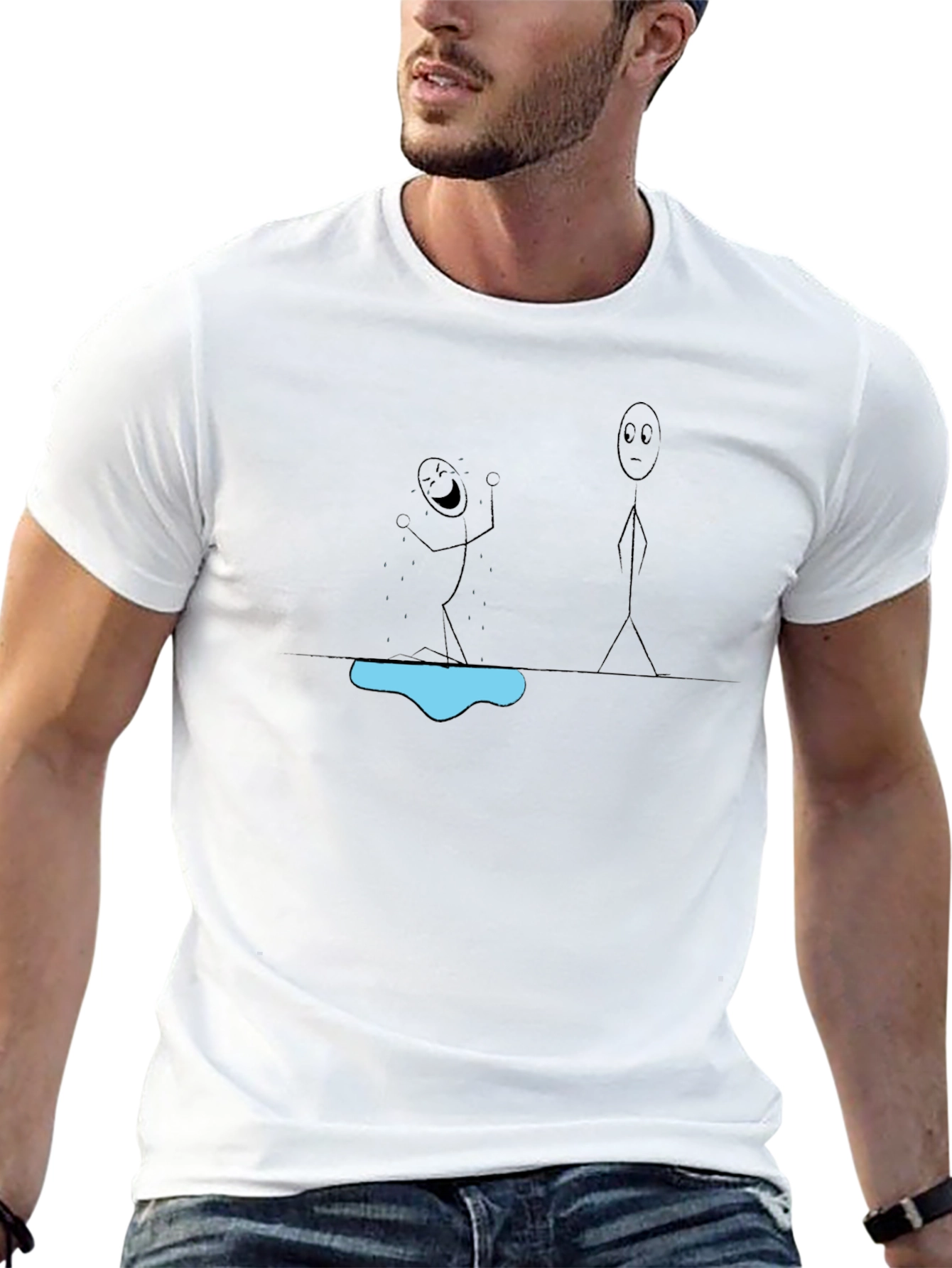 Funny Stick Figure T-Shirt - Happy Jumping