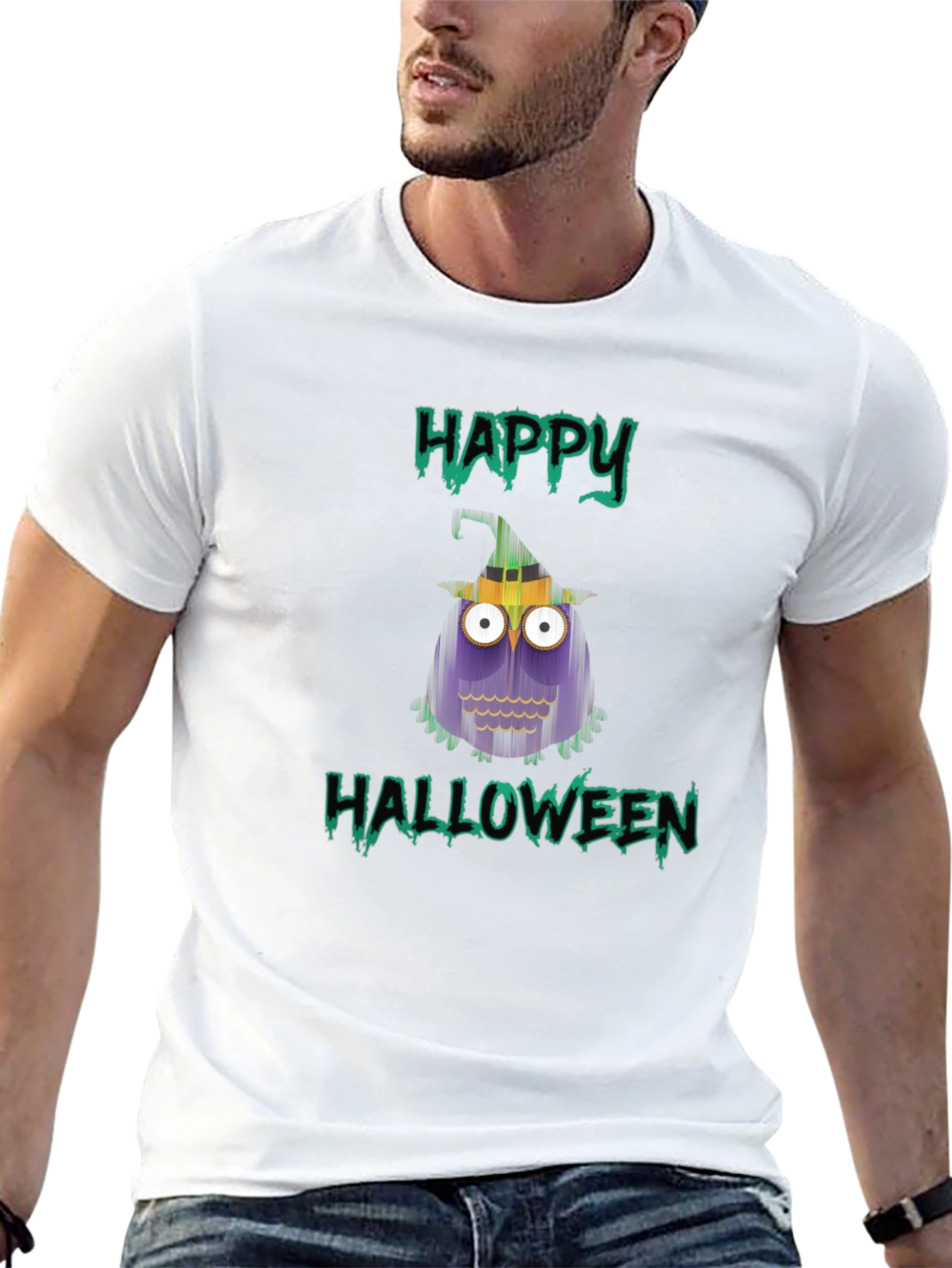 Happy Halloween Owl T-Shirt - Mens Black Tee