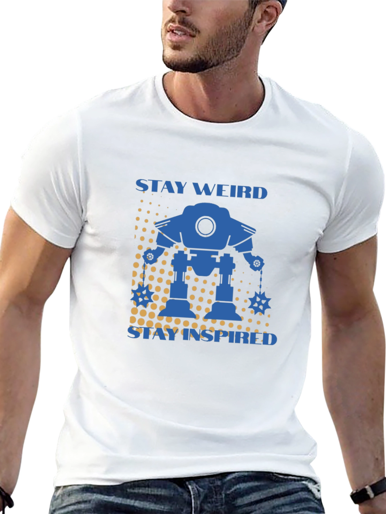 Stay Weird Stay Inspired Robot Graphic T-Shirt