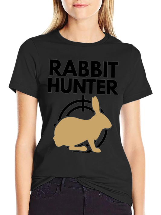 Rabbit Hunter Graphic Tee - Black Cotton T-Shirt