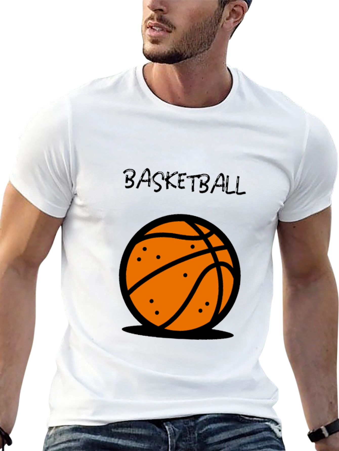 Basketball Graphic Tee - Black Cotton T-Shirt