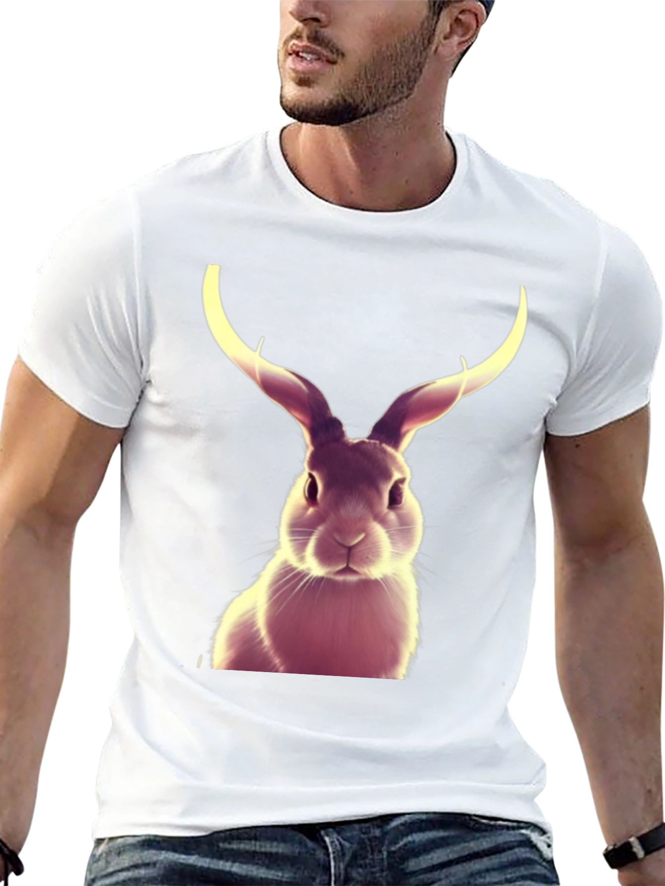 Rabbit with Antlers Graphic T-Shirt