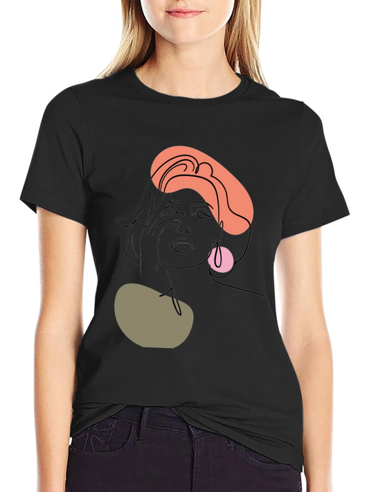 Abstract Woman Graphic Tee - Stylish Minimalist Design