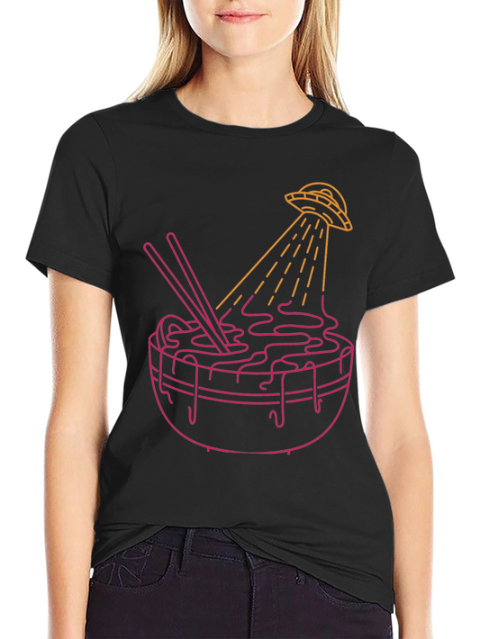 UFO Ramen Graphic Tee - Black Cotton Blend Shirt