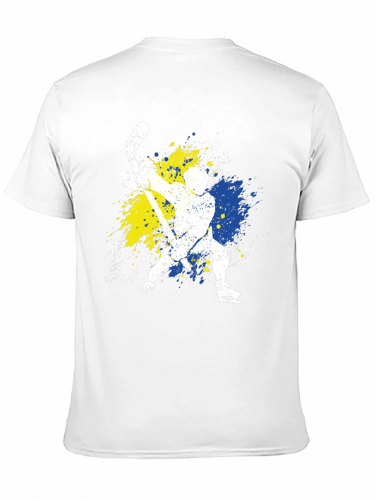 Hockey Player Graphic T-Shirt - Black Cotton Tee
