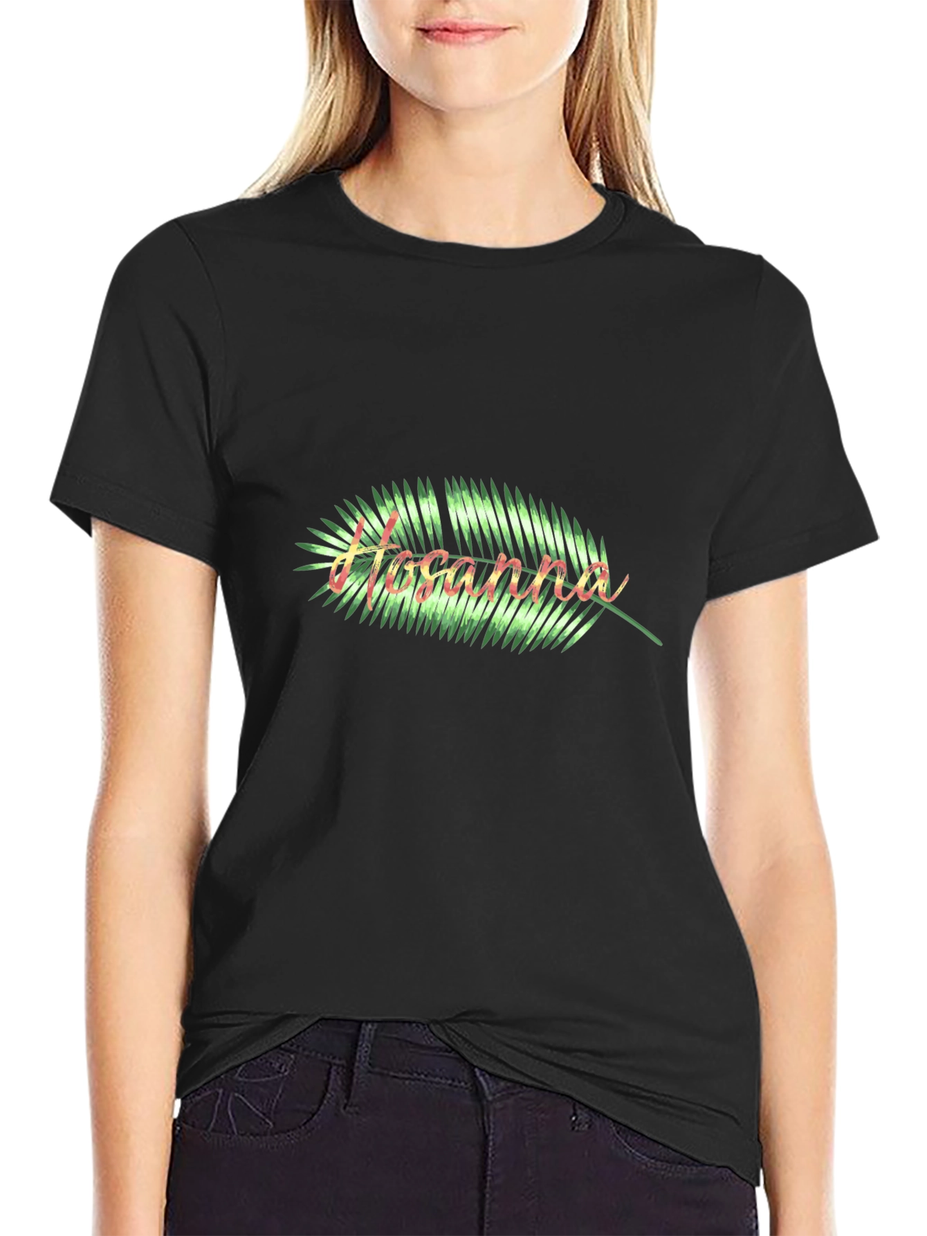 Hosanna Palm Leaf Graphic Tee - Black Casual Shirt
