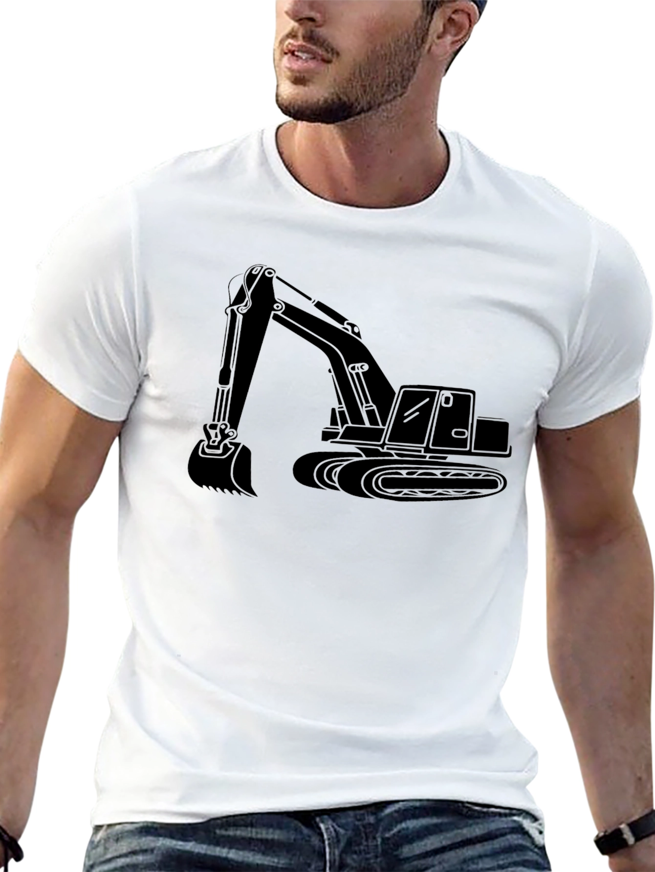 Excavator Graphic Tee - Black Crew Neck