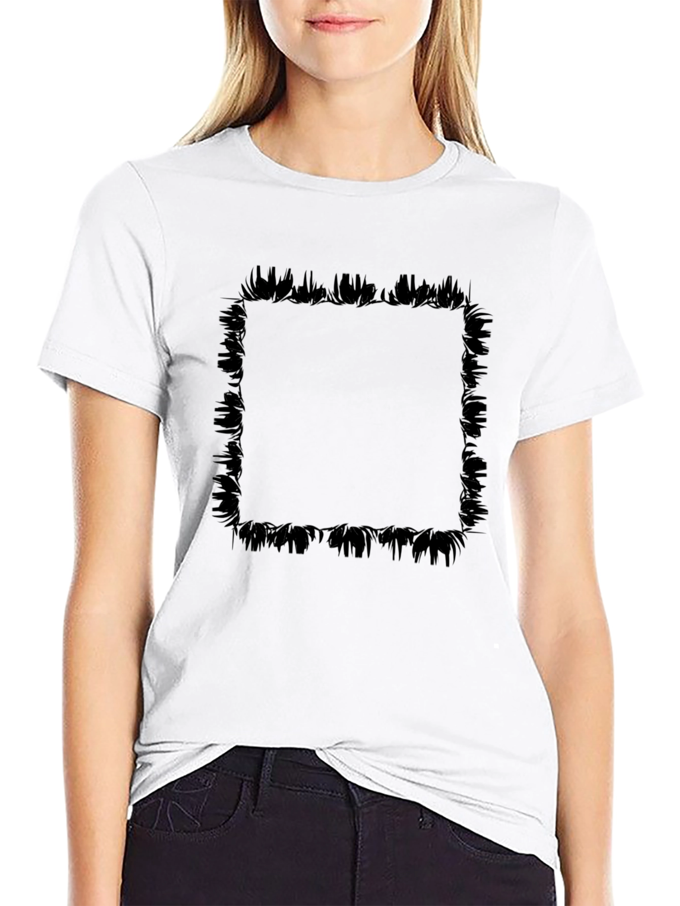 Edgy Black T-Shirt with Square Graphic Design