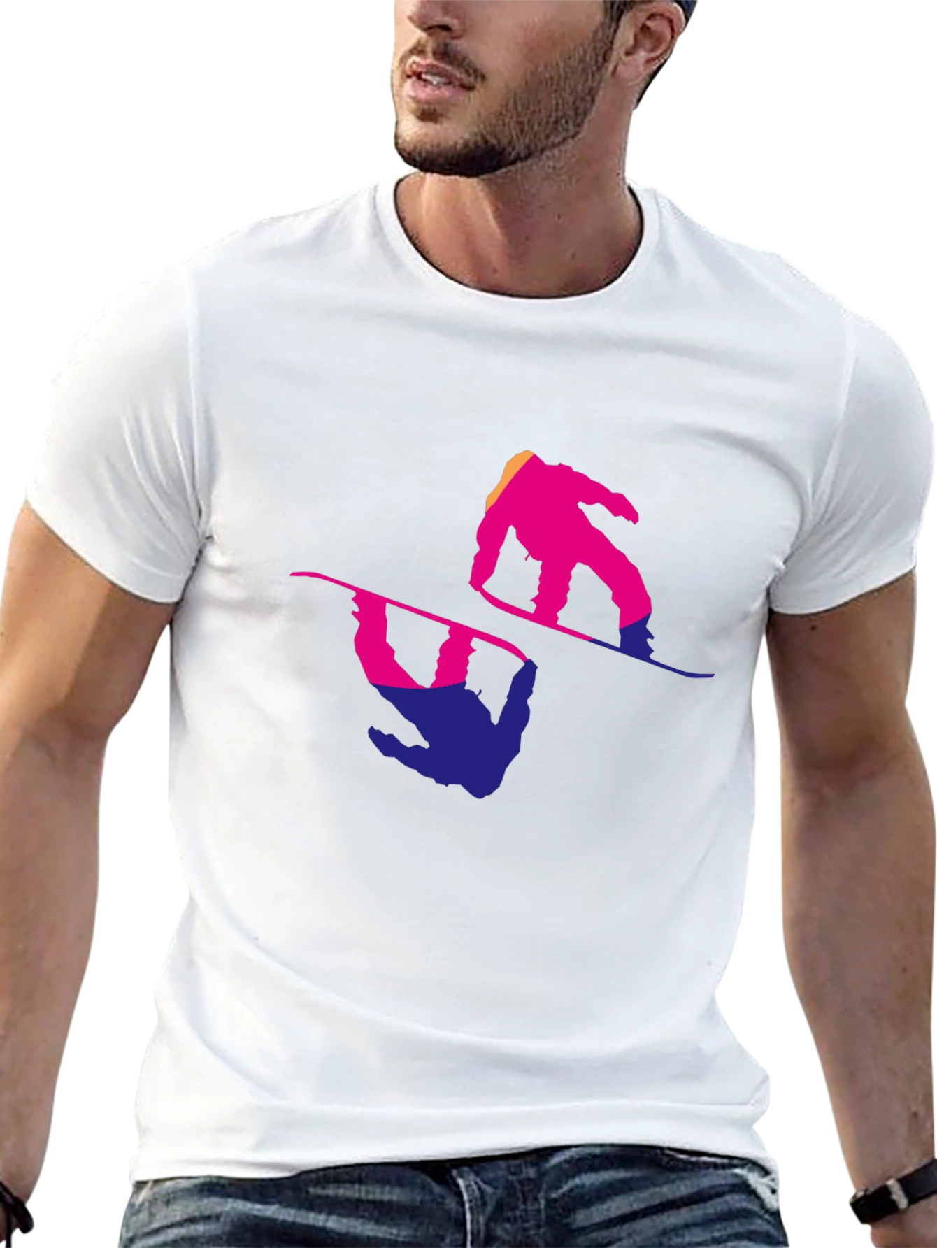 Snowboarder Graphic Tee - Cool Reflective Design