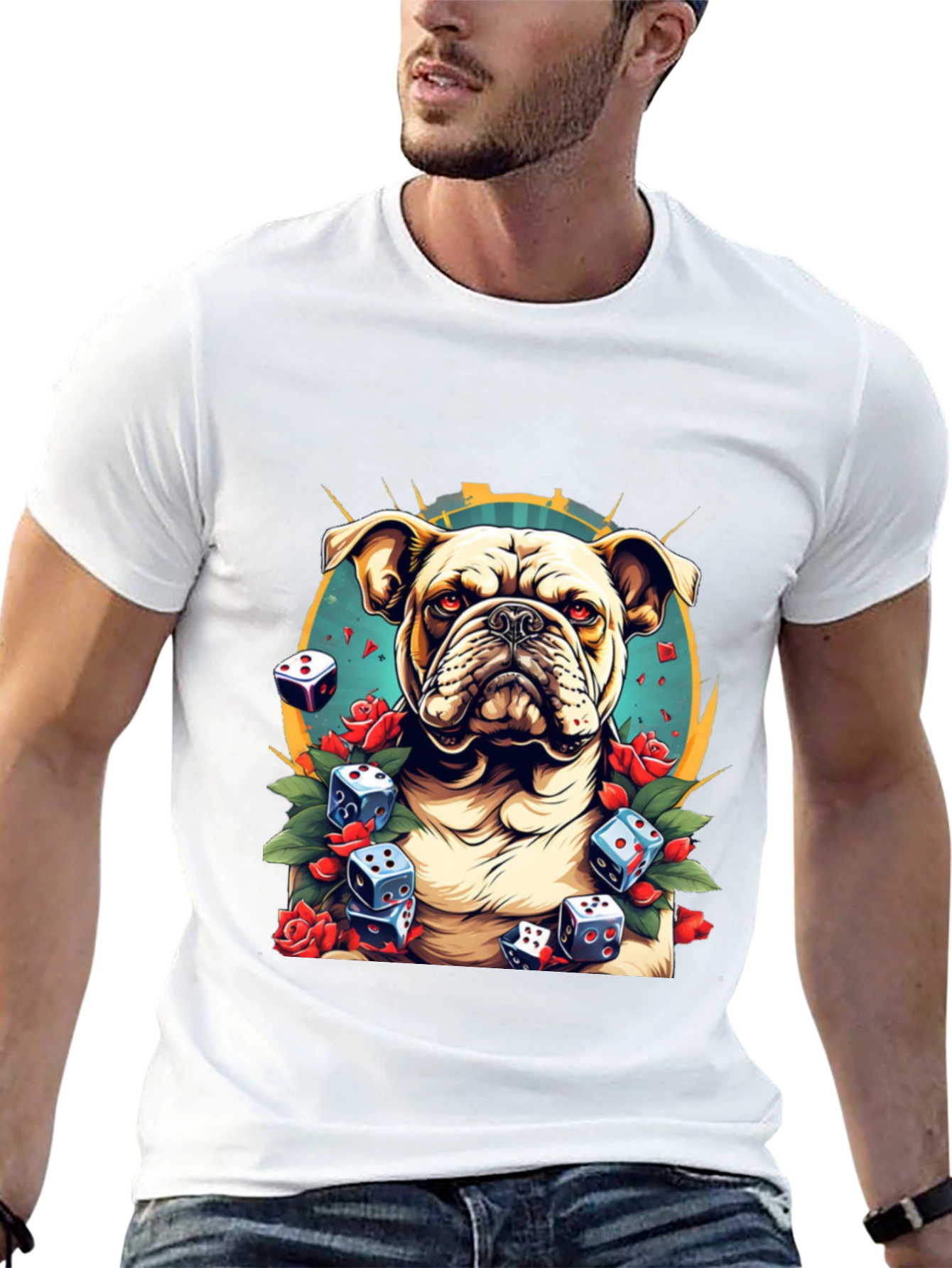 Bulldog & Dice Graphic Tee - Unique Design