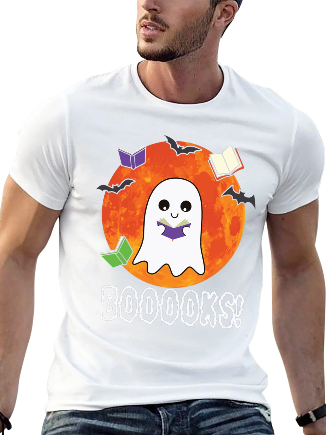 Booooks Halloween Reading Ghost T-Shirt