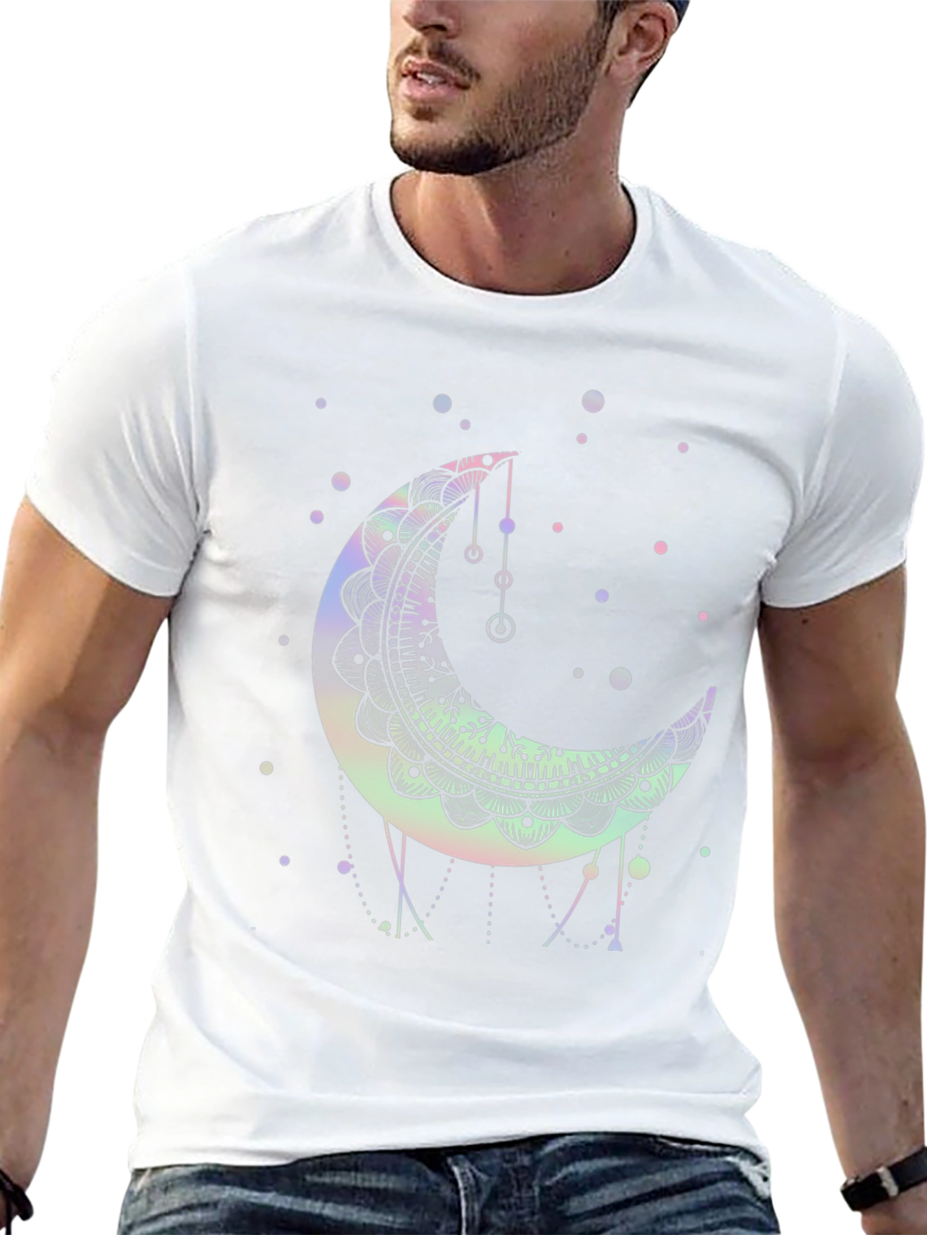 Crescent Moon Mandala Graphic Tee - Black