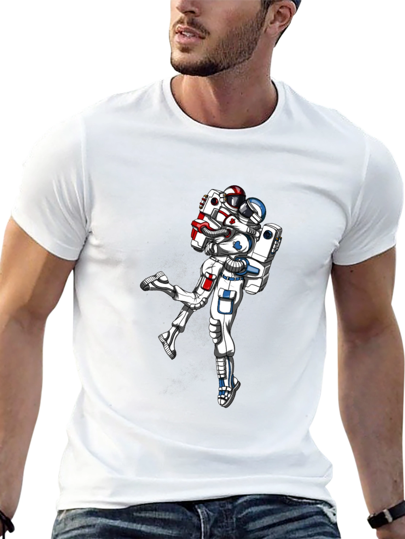 Astronaut Love Black Tee - Space Romance T-Shirt
