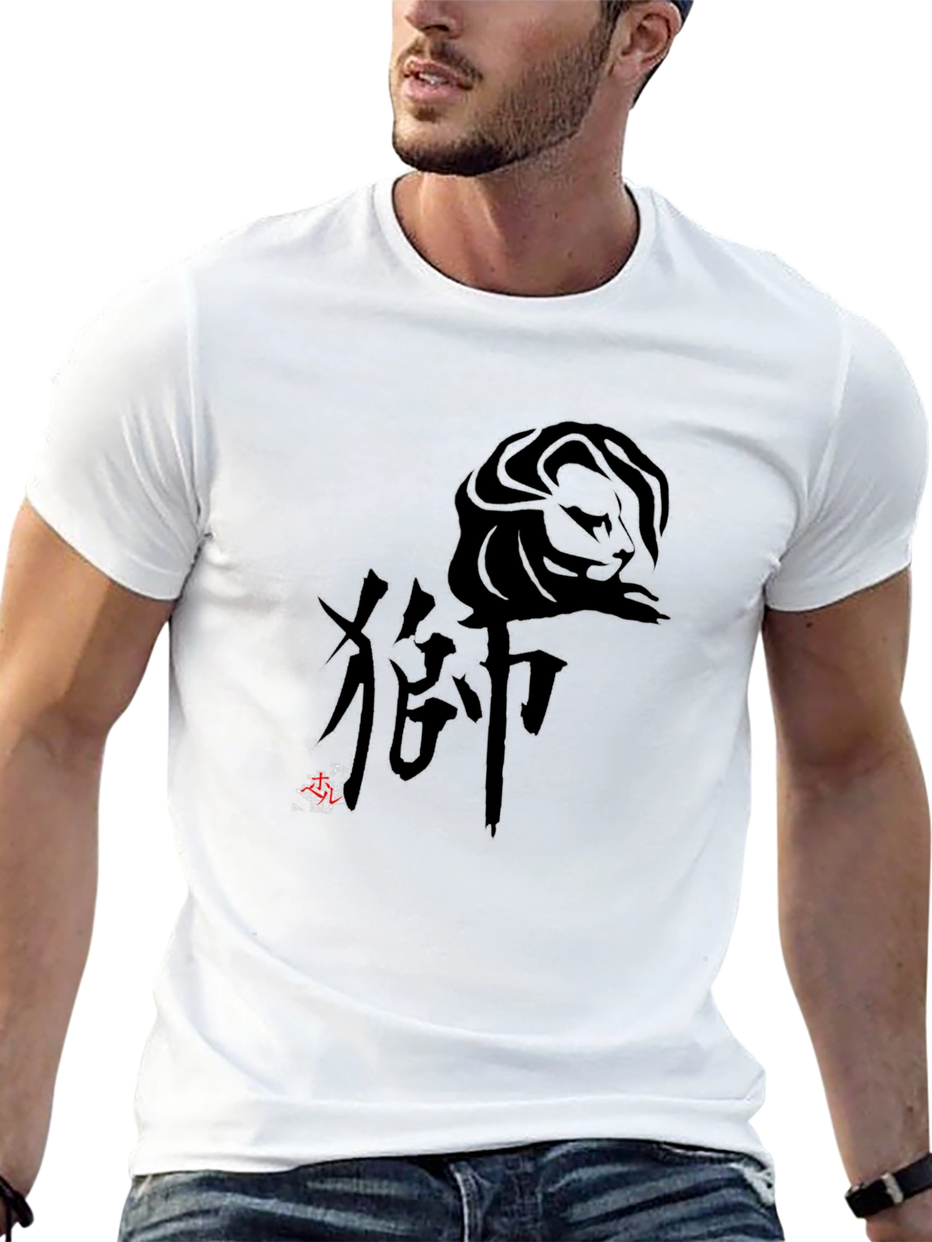 Lion Kanji Graphic Black T-Shirt