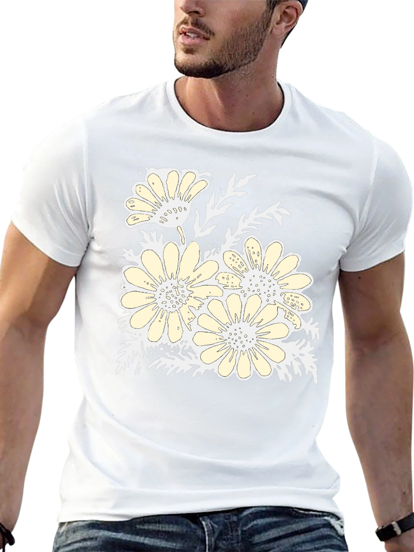 Floral Print Black Graphic T-Shirt
