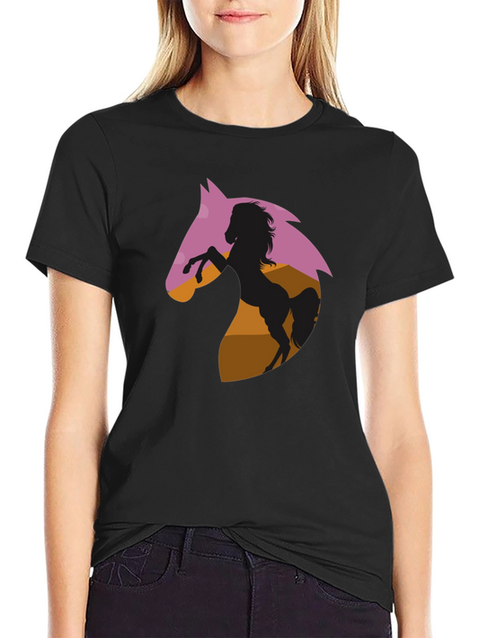 Horse Silhouette Graphic Tee - Black
