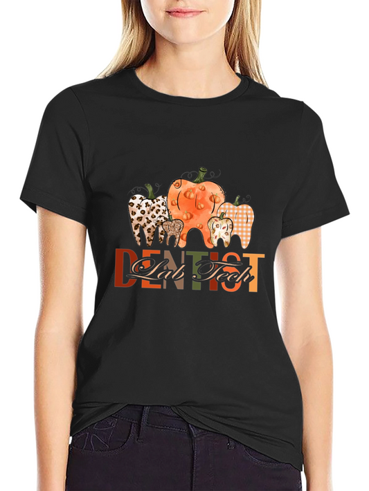 Fall Dentist T-Shirt with Pumpkin and Tooth Design