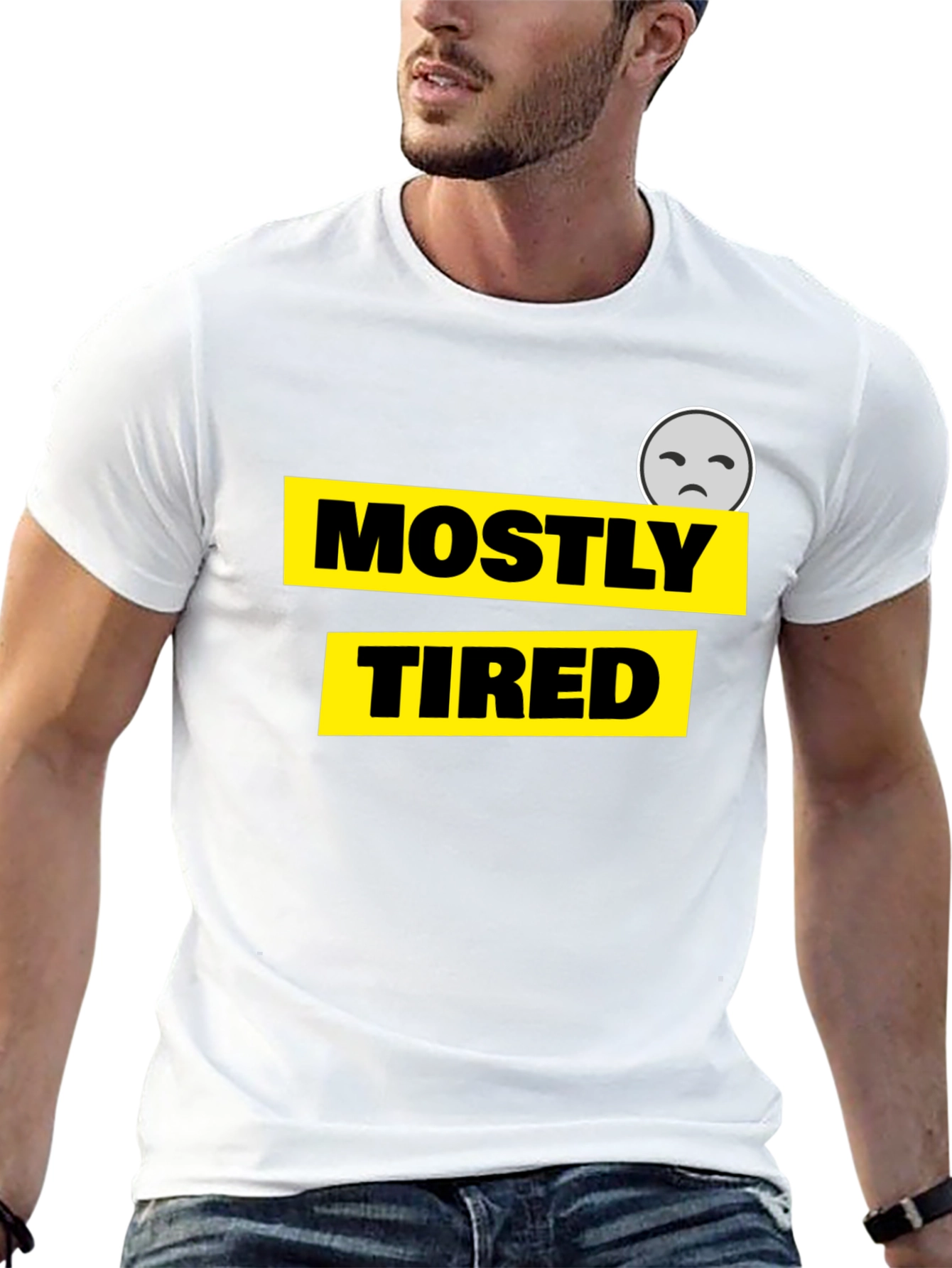 Mostly Tired Graphic Tee - Black Cotton Comfort