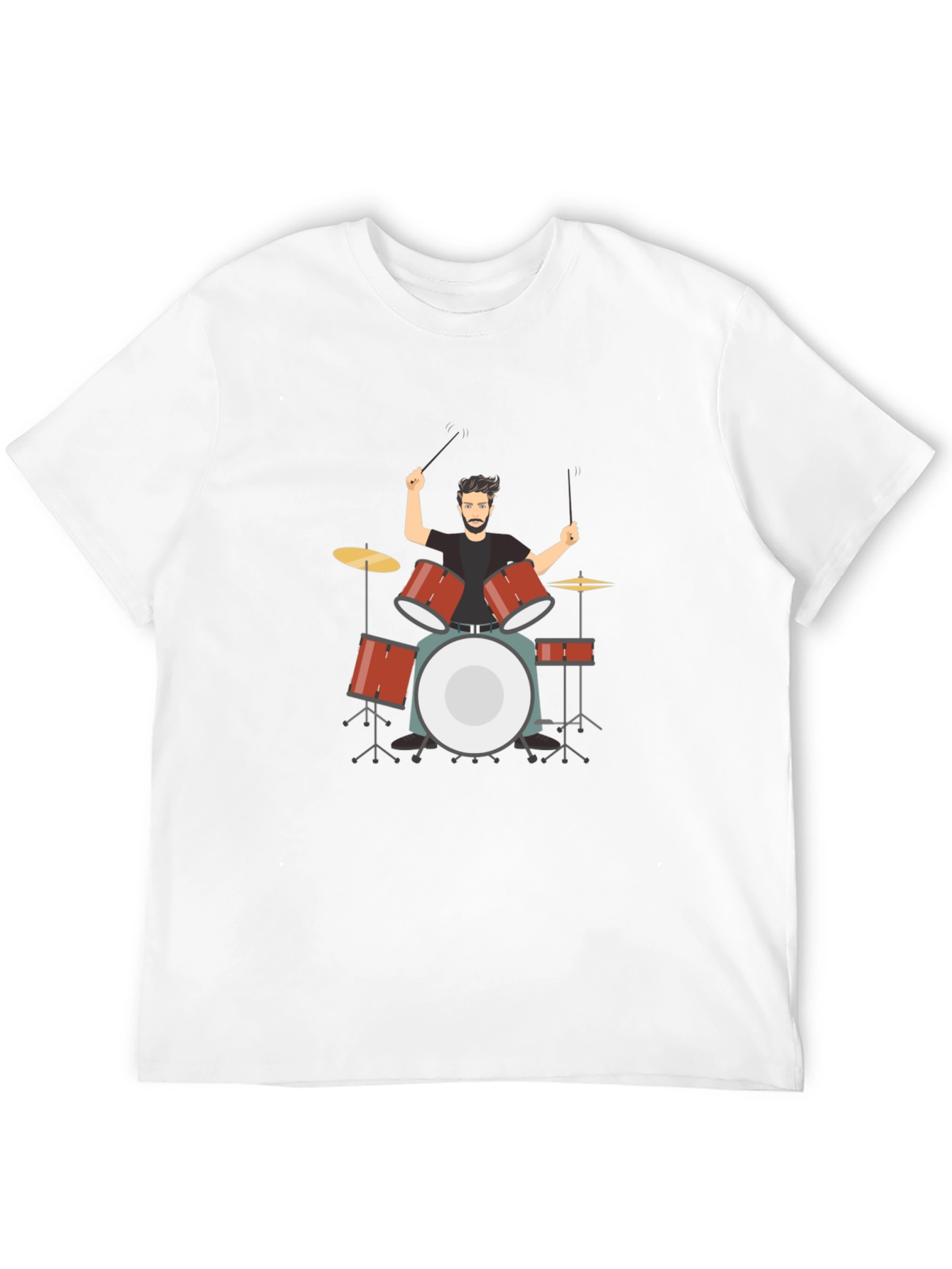 Drummer Graphic Tee - Black Cotton Blend T-Shirt