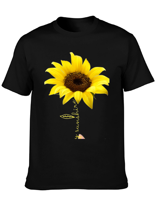 Sunflower Sunshine Graphic Tee - Black Cotton T-Shirt