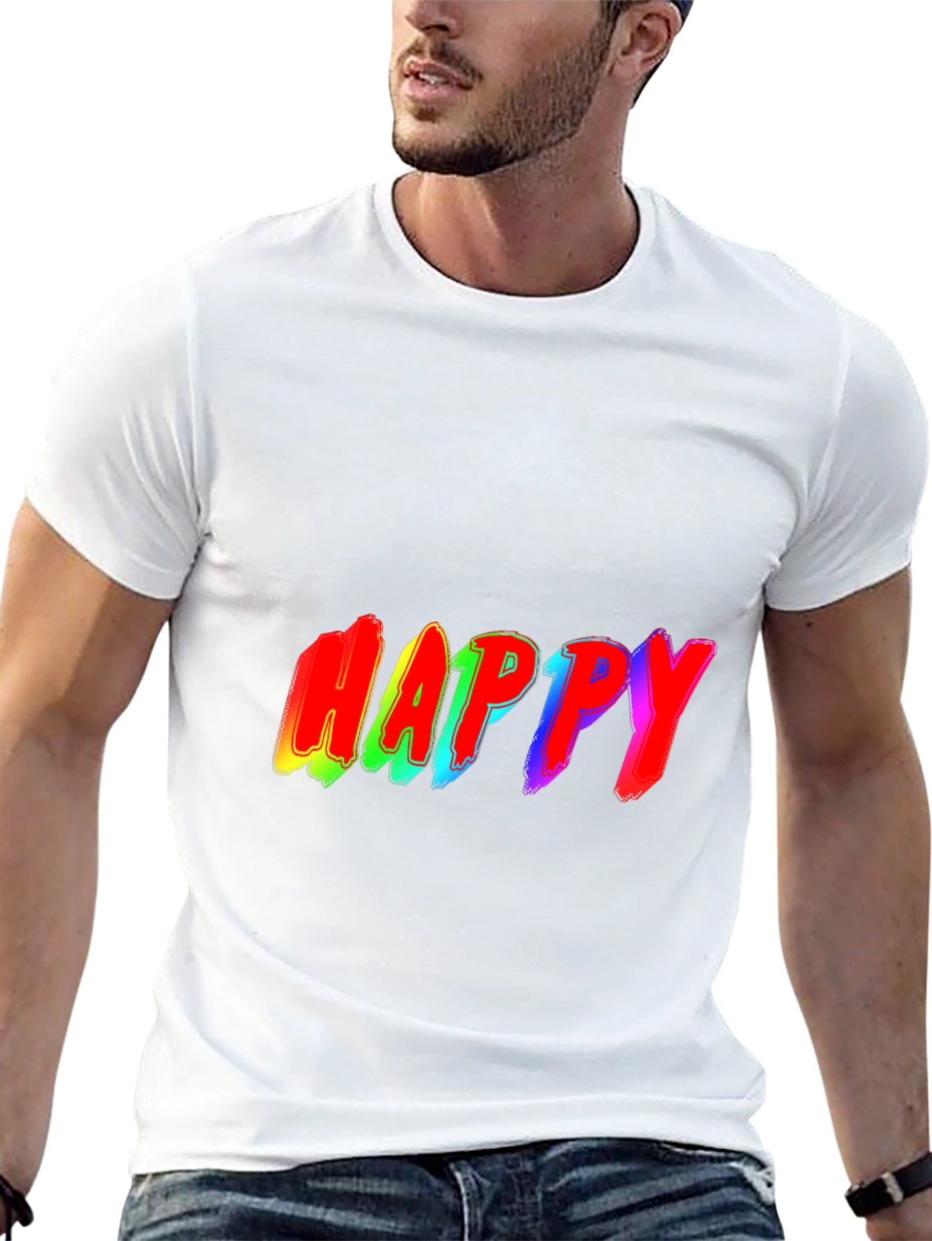 Happy Rainbow Graphic Black T-Shirt