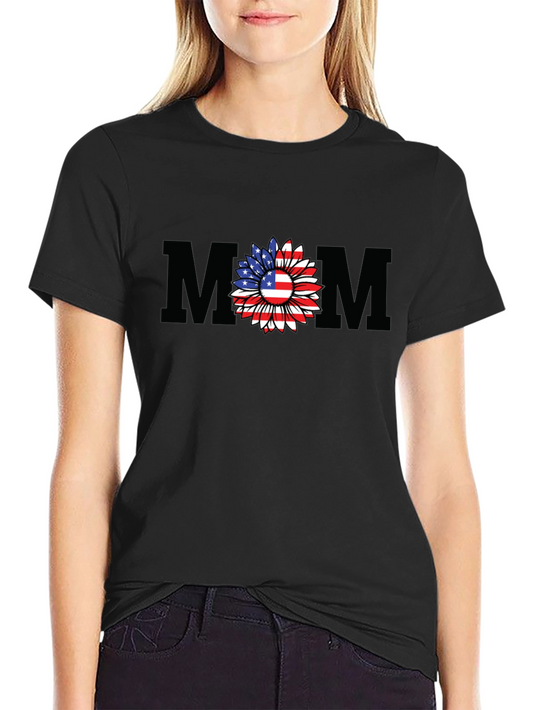 American Flag Sunflower Mom T-Shirt