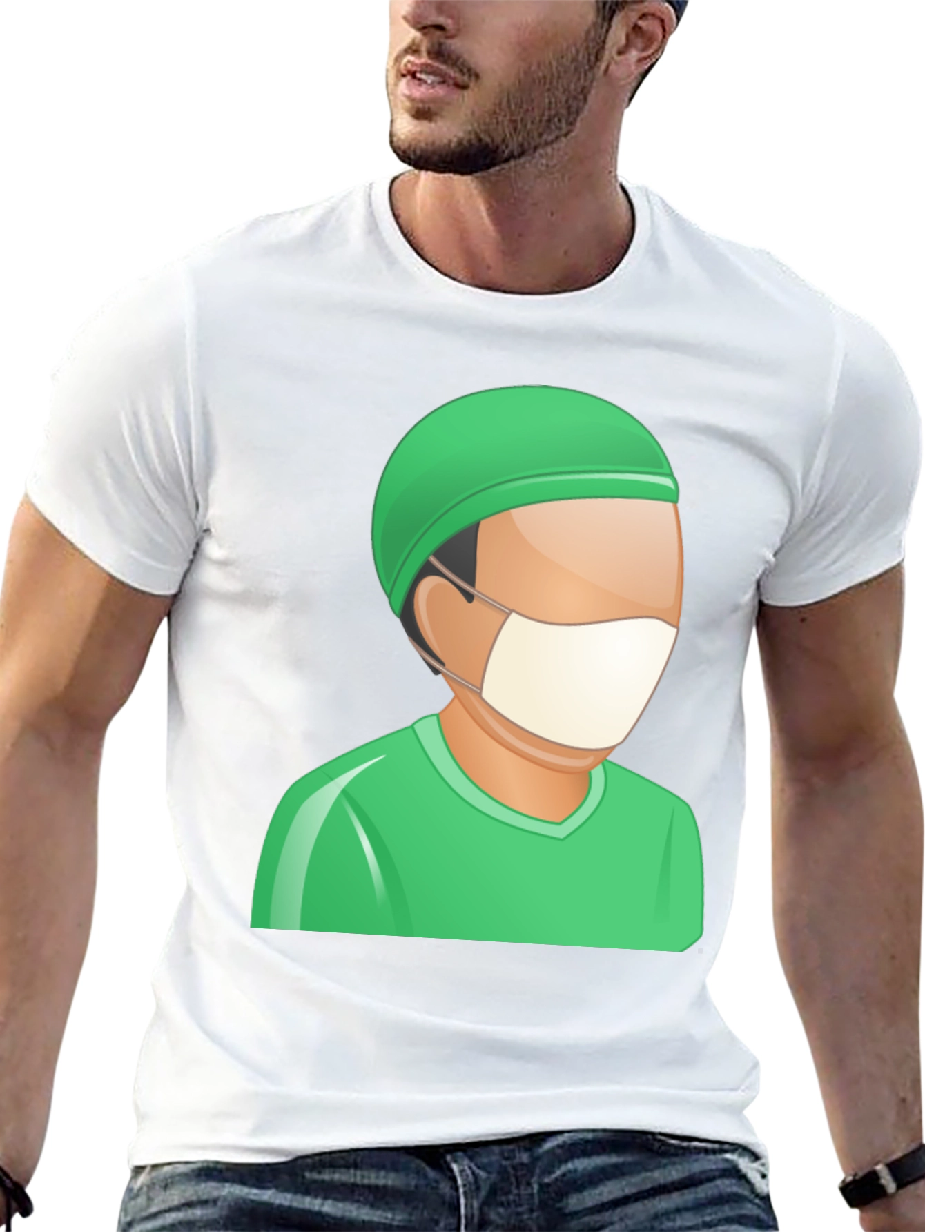 Doctor Cartoon Graphic Tee - Black Cotton T-Shirt