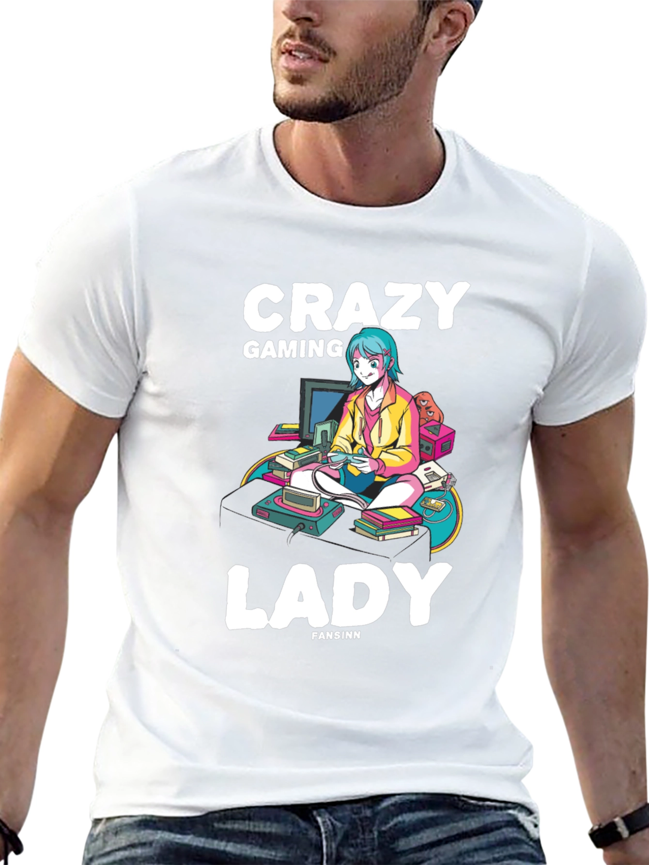 Crazy Gaming Lady T-Shirt - Gamer Girl Style