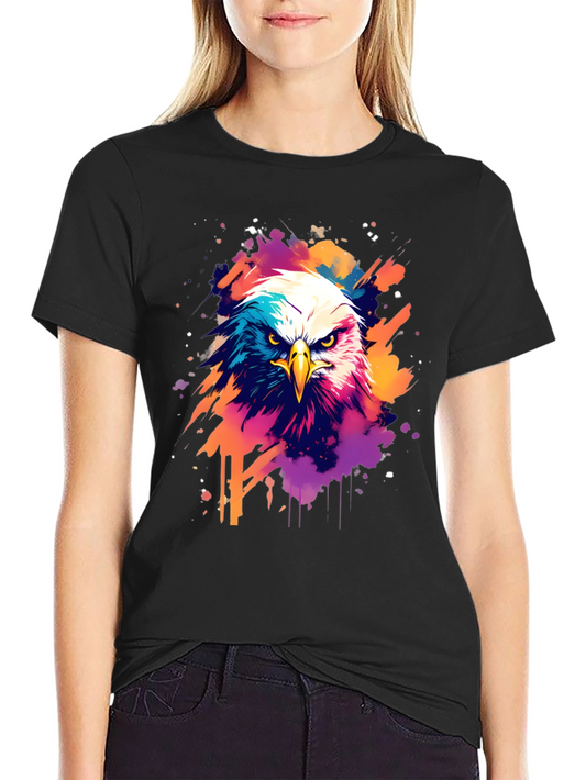 Bold Eagle Graphic Tee - Vibrant Watercolor Design